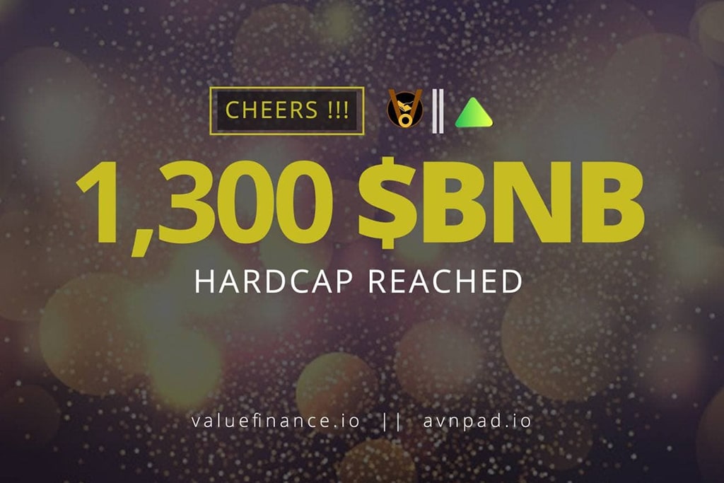 Value Finance Hunts Down the Hardcap, as the 1300 BNB Mark Is Crossed, Staking Event to Begin