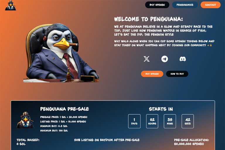 Penguiana Launches Token Presale: Could This Be The Next Big Memecoin on Solana?