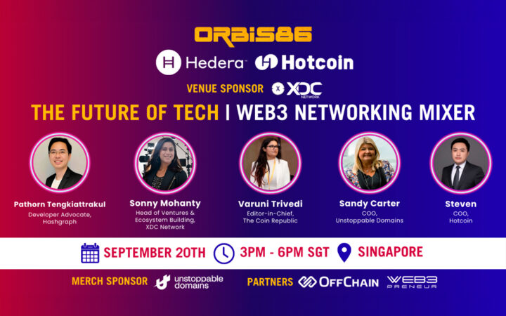 Orbis86 x Hotcoin x Hedera – The Future of Tech: Web3 Networking Mixer in Singapore on September 20th