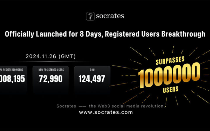 Web3 Social Media Platform Socrates Hits 1 Million Users in Just 8 Days After Its Launch
