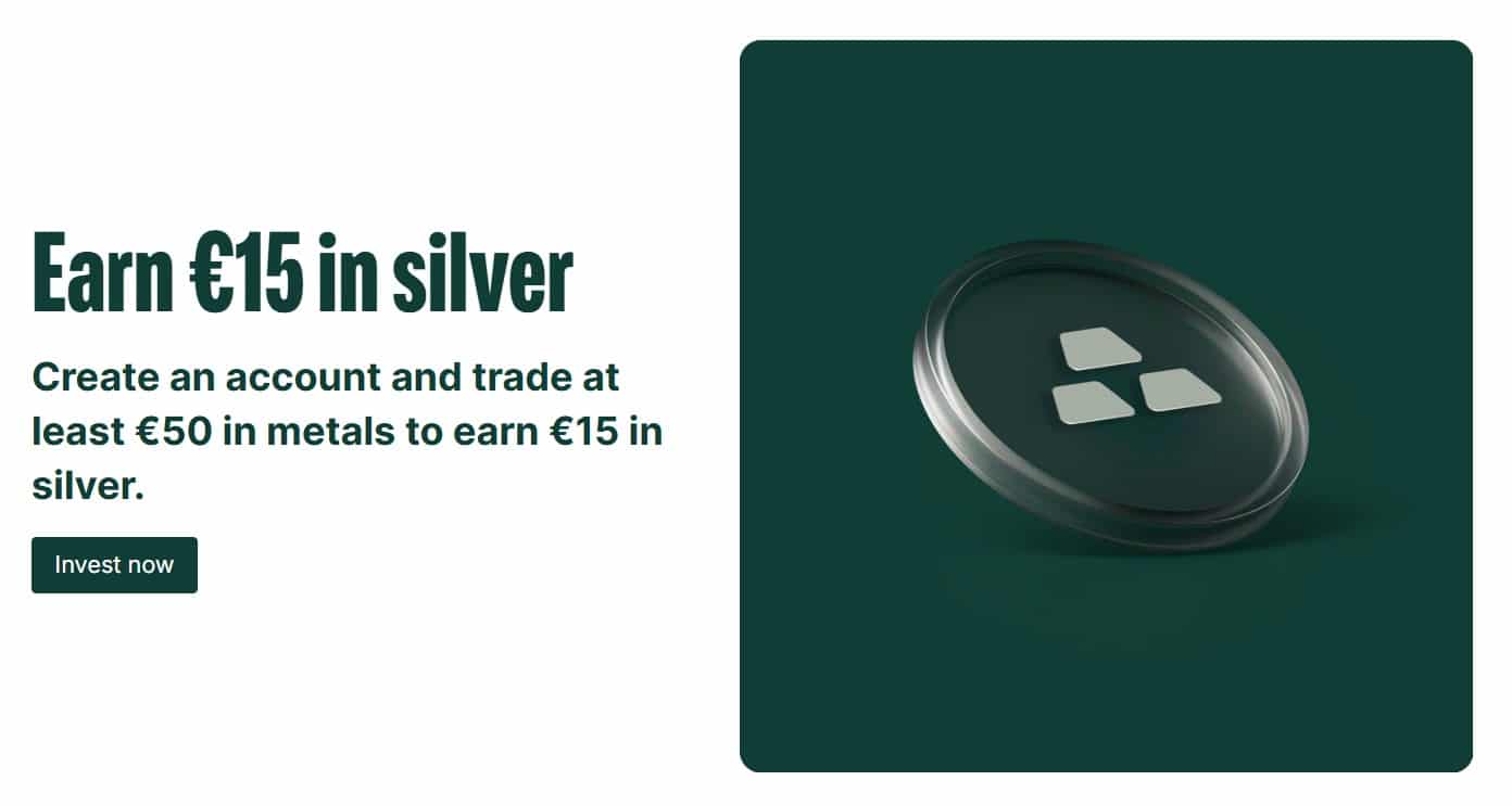 Bitpanda Offers €15 in Silver to New Users When They Trade €50 in Metals