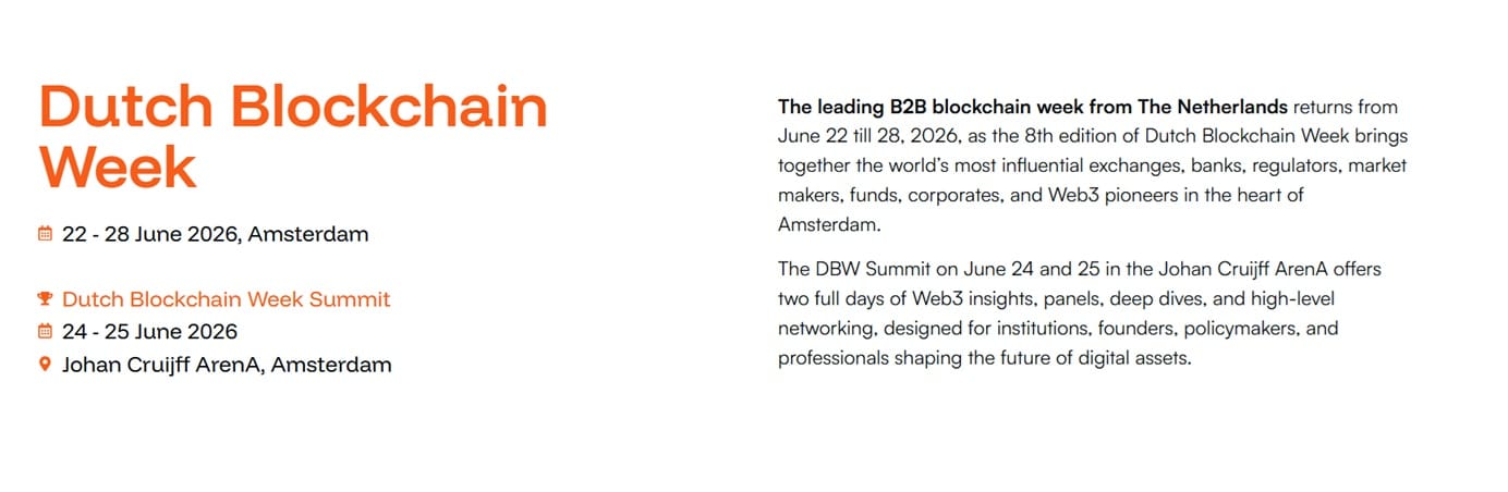 Dutch Blockchain Week Schedule