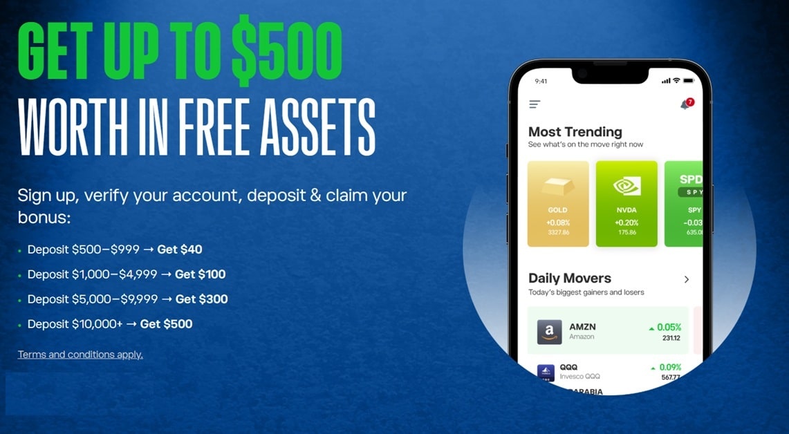 eToro Offers Up to $500 in Free Assets When You Sign Up