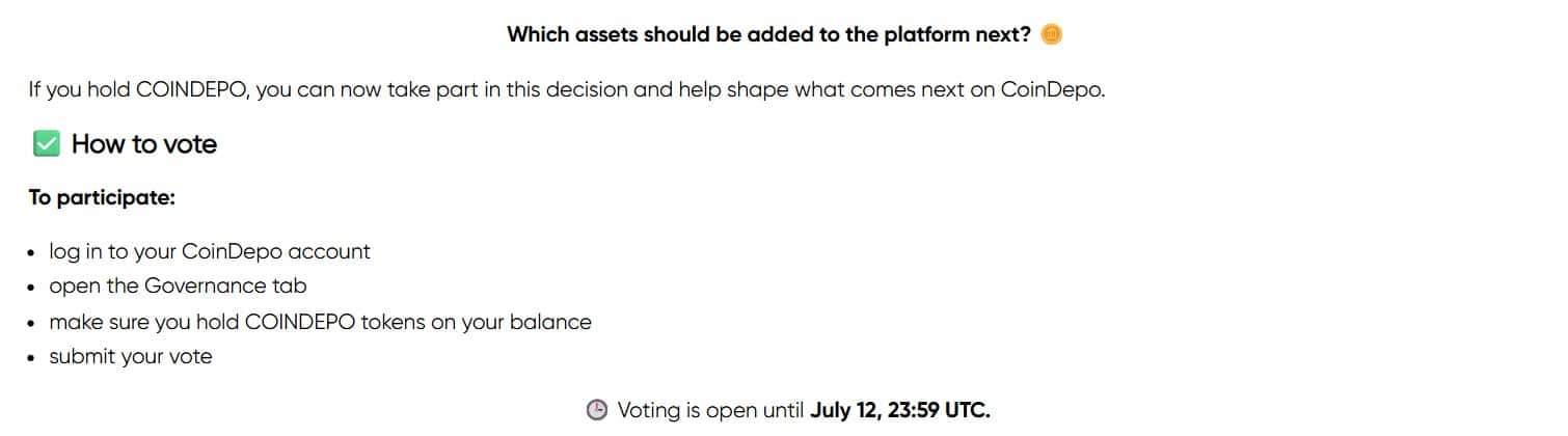 CoinDepo vote